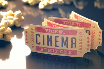 movie cinema tickets and popcorn