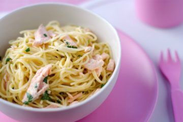 angel hair pasta with salmon kid eats shanai