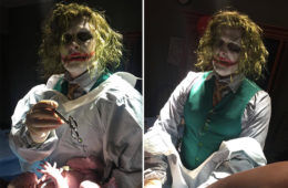 Halloween baby delivered by Dr Joker