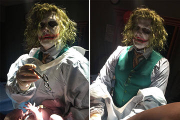 Halloween baby delivered by Dr Joker