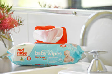 Red Nose Baby Wipes bathroom sink