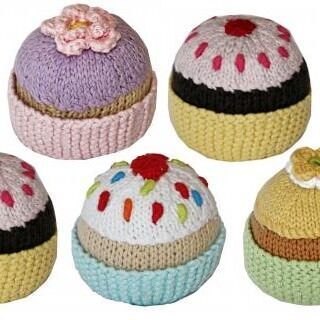 Knitted cupcake rattles