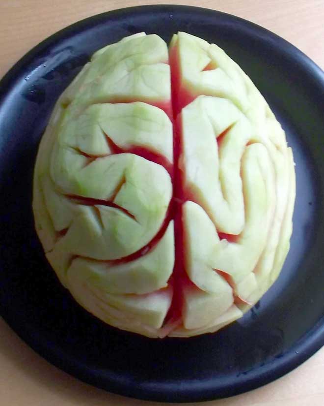 Halloween treats: watermelon brain