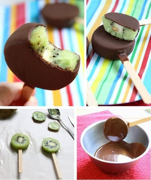 Kids food: kiwifruit lollipops