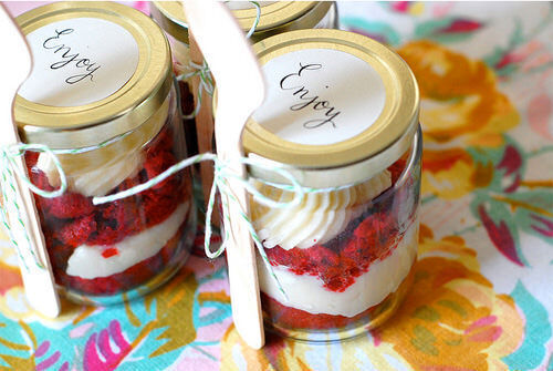 Red velvet cupcakes in a jar