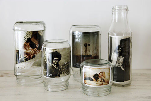 Jars used as photo frames
