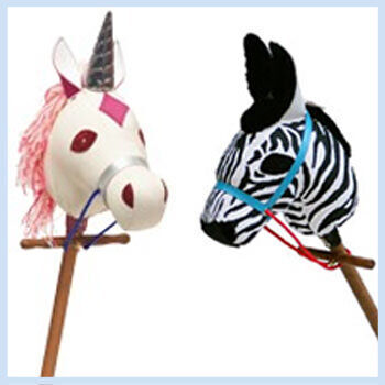 Dobbin and Drum unicorn and zebra hobby horses