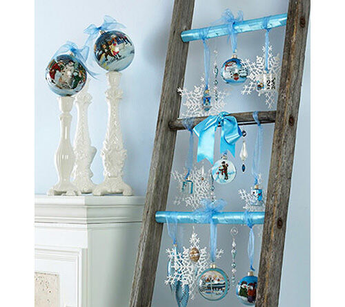 Christmas decor: ladder with baubles