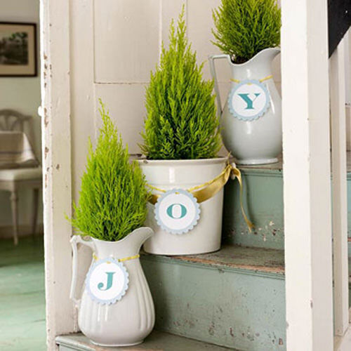 Christmas tree decor: potted ferns
