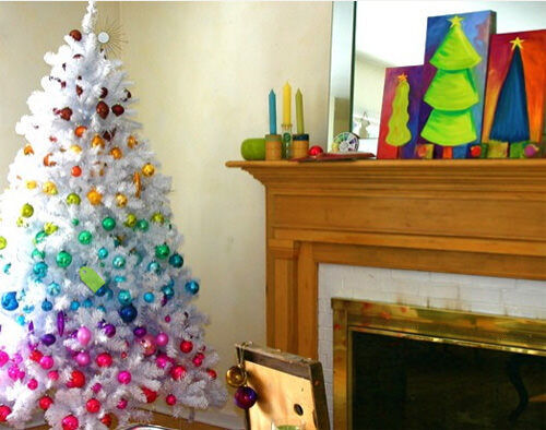 Christmas tree decor: rainbow tree