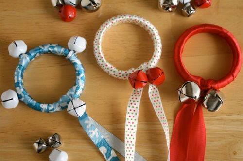Christmas craft - ribbon wrapped rings