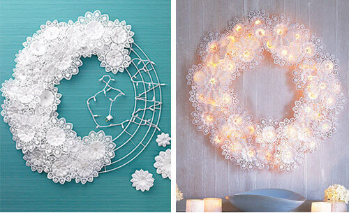 Christmas craft - doily light wreath