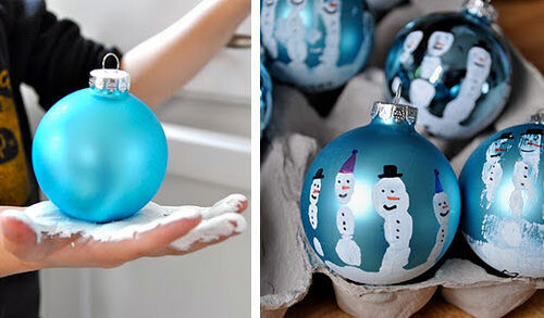 Christmas craft - handprint baubles