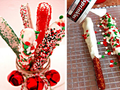 Choc peanut butter Christmas pretzels