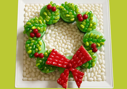 Jelly Belly jellybean wreath cupcakes