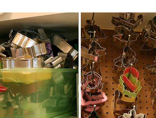 Use a peg board and hooks to organise cookie cutters