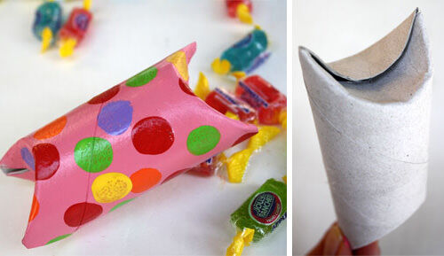 Make gift boxes from toilet paper rolls