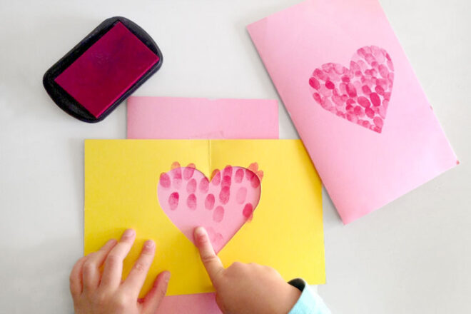 Heart finger print painting