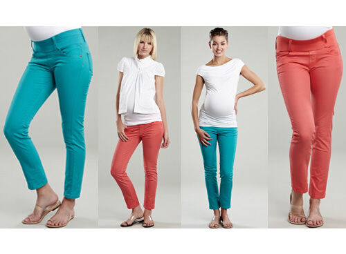 Maternal America cropped coloured skinny maternity jeans