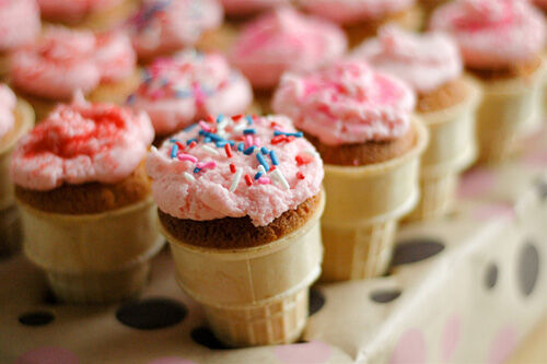 Cupcakes baked in ice cream cones