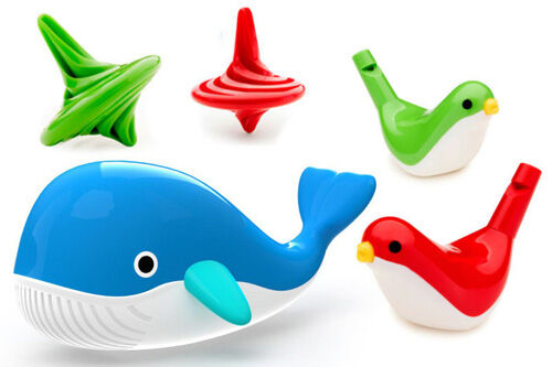 New Kid O Whale, spinning tops and whistles