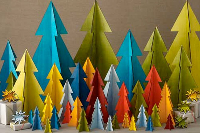 Coloured wooden Christmas trees