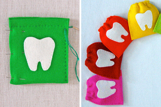 DIY Tooth fairy bags made by The Purl Bee