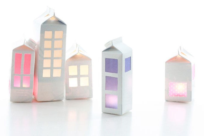 Milk Carton craft with lights