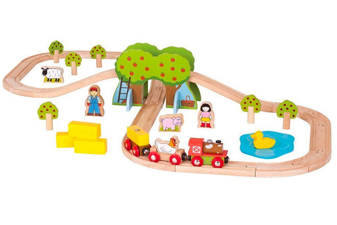 44piece wooden train set, Bigjigs