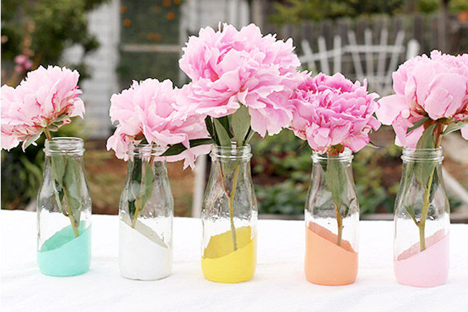 Paint Dipped Milk Bottle Vases