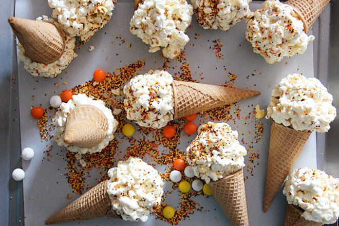 Popcorn Ball Ice Cream Cones