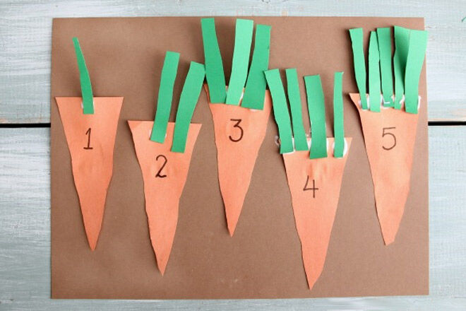 Carrot Counting Game made from paper
