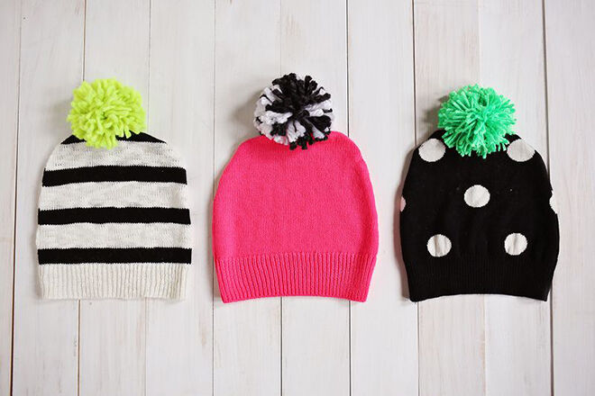 Beanies made out of jumpers. Things to make out of your winter woolies.