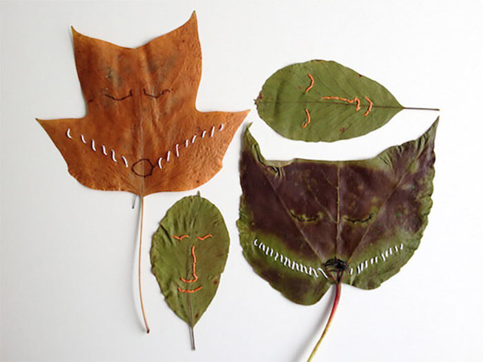 Use string to stitch faces in leaves