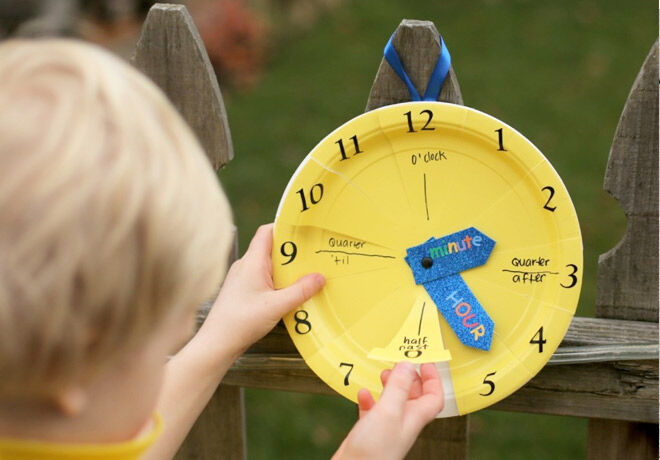 paper plate clock for telling time