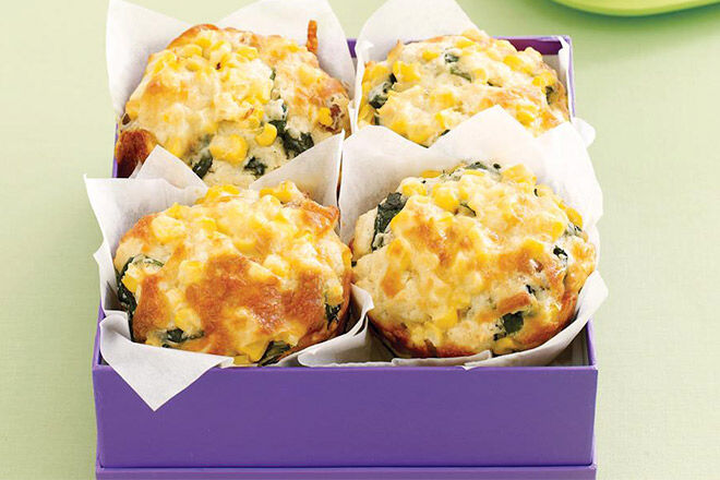 Lunchbox Ideas - Corn, Spinach and Bacon Muffin Recipe