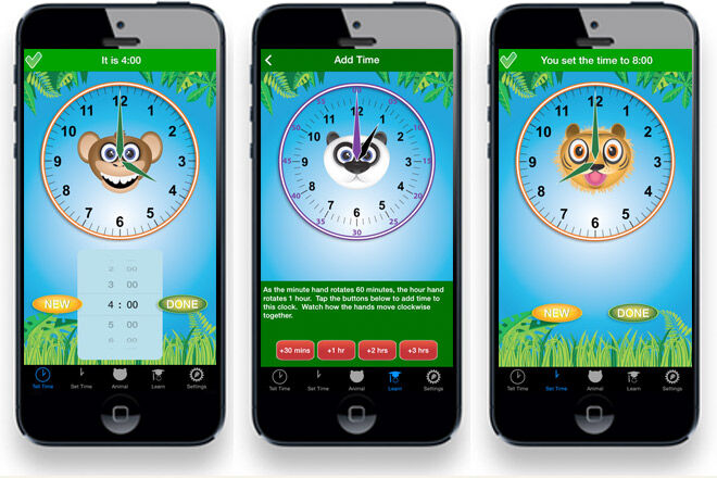 Learn to tell the time with the Jungle Time App