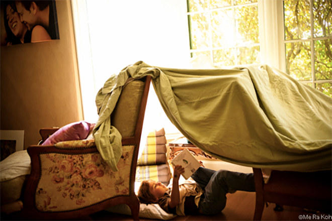 Fort made with bed sheet games