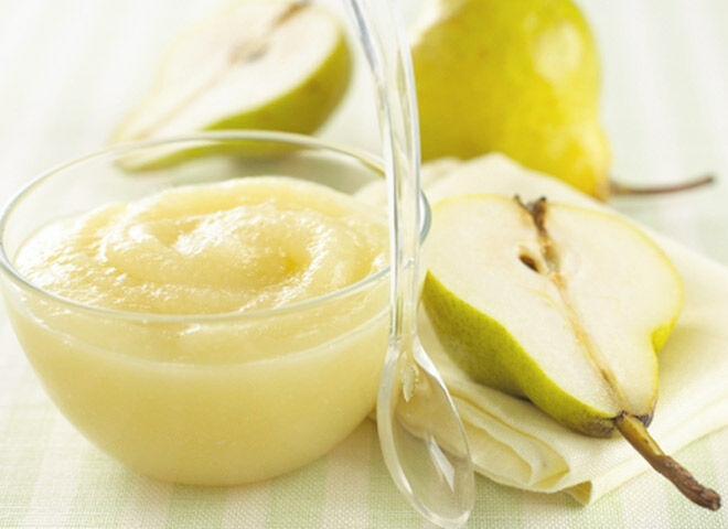 First pear puree for baby via Annabel Karmel