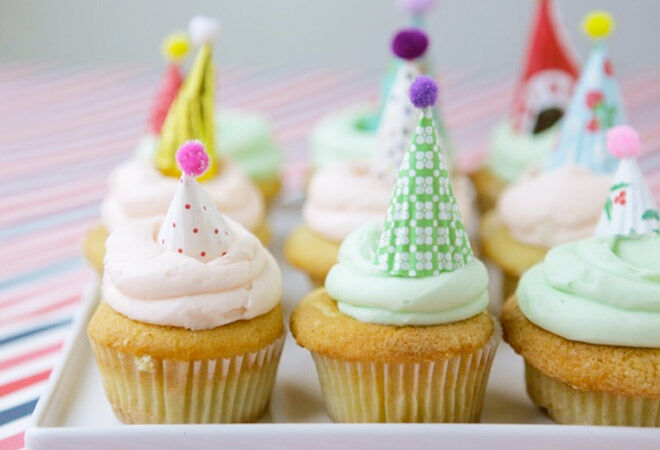 DIY Mini Party Hat Cake Toppers via Oh Happy Day