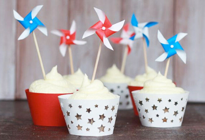 DIY Pinwheel Cupcake Toppers via Alyssa and Carla