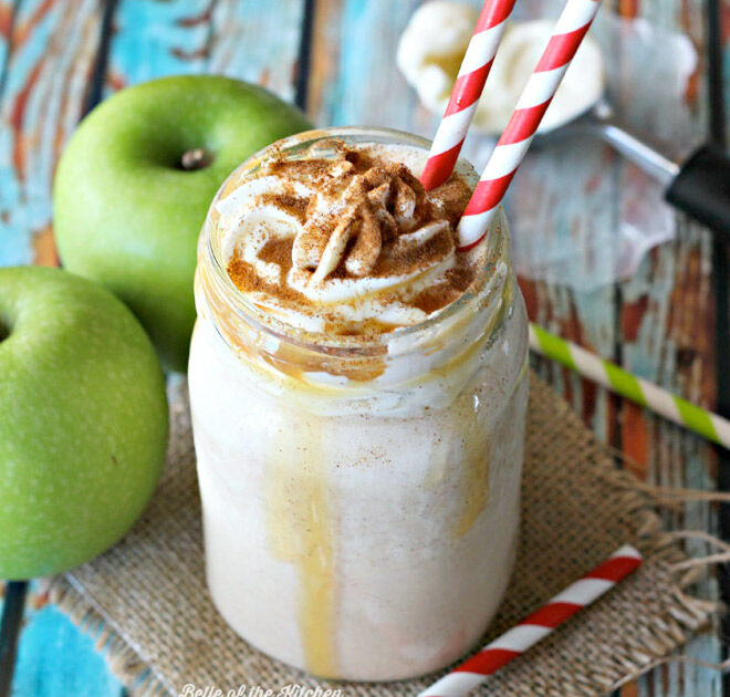 Whiz up this caramel apple milkshake for a real tasty treat!