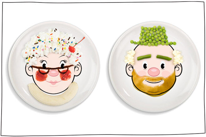 Funny dinner sets from Food Face to encourage the kids to eat their veggies!