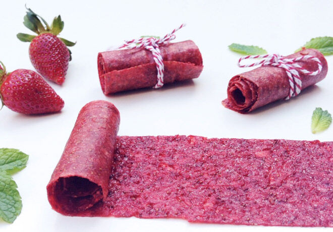 A tasty summer snack! Strawberry and lemonade fruit roll-ups