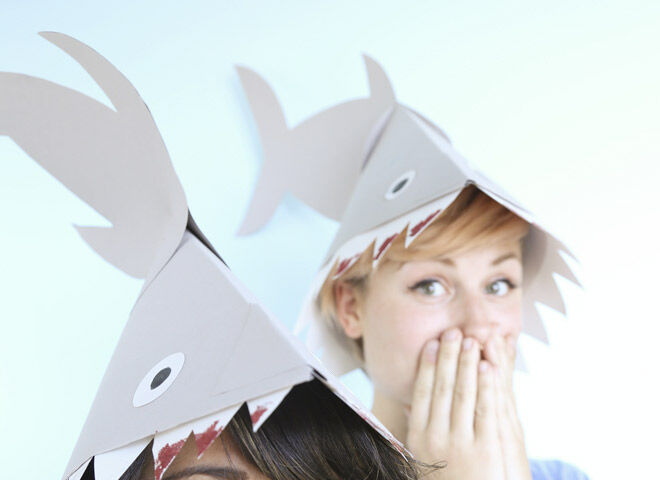 Make your own shark hat for your underwater party!