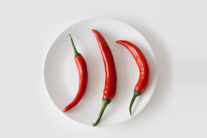 Plate of red chillies