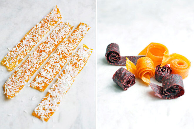 Refined sugar-free fruit roll up recipe via Green Kitchen Stories. Great for kids parties and the school lunchbox.