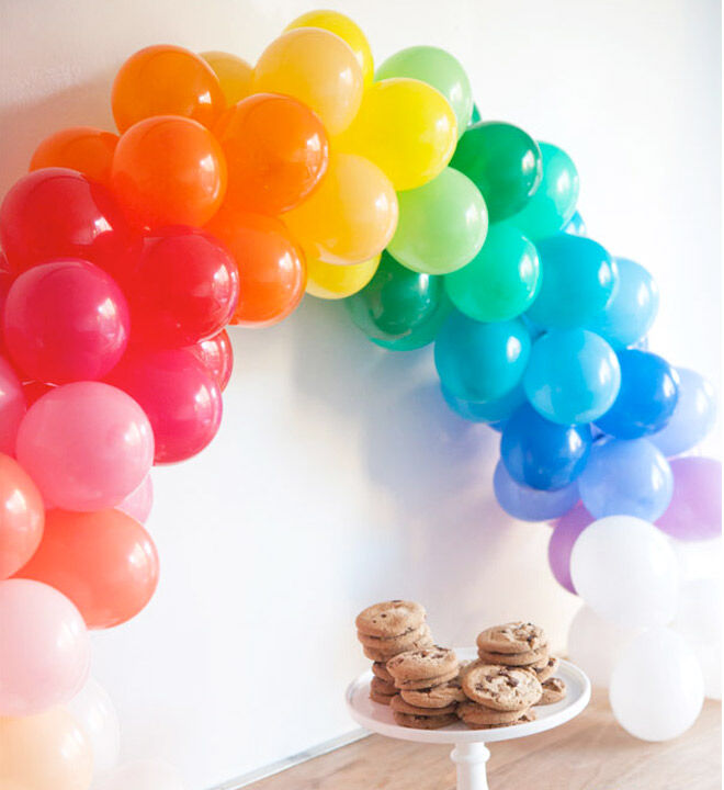DIY Balloon Arch. Cute mini balloons in different colours look great on this dessert table | Mum's Grapevine