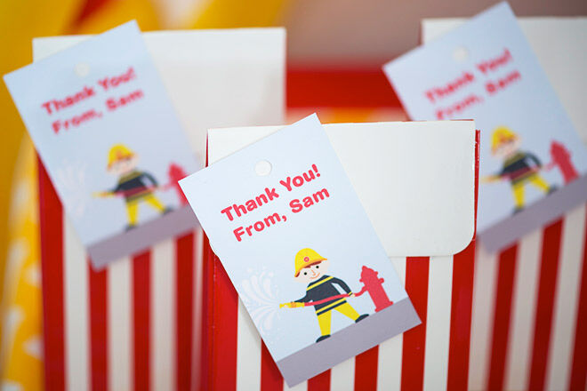 Fireman PArty Favour Bag Ideas - Fire Chief Hats, Fire Trucks and lots more!
