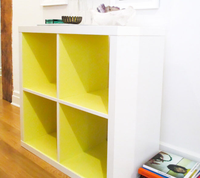 IKEA hack - Paint the white KALLAX neon yellow | Mum's Grapevine